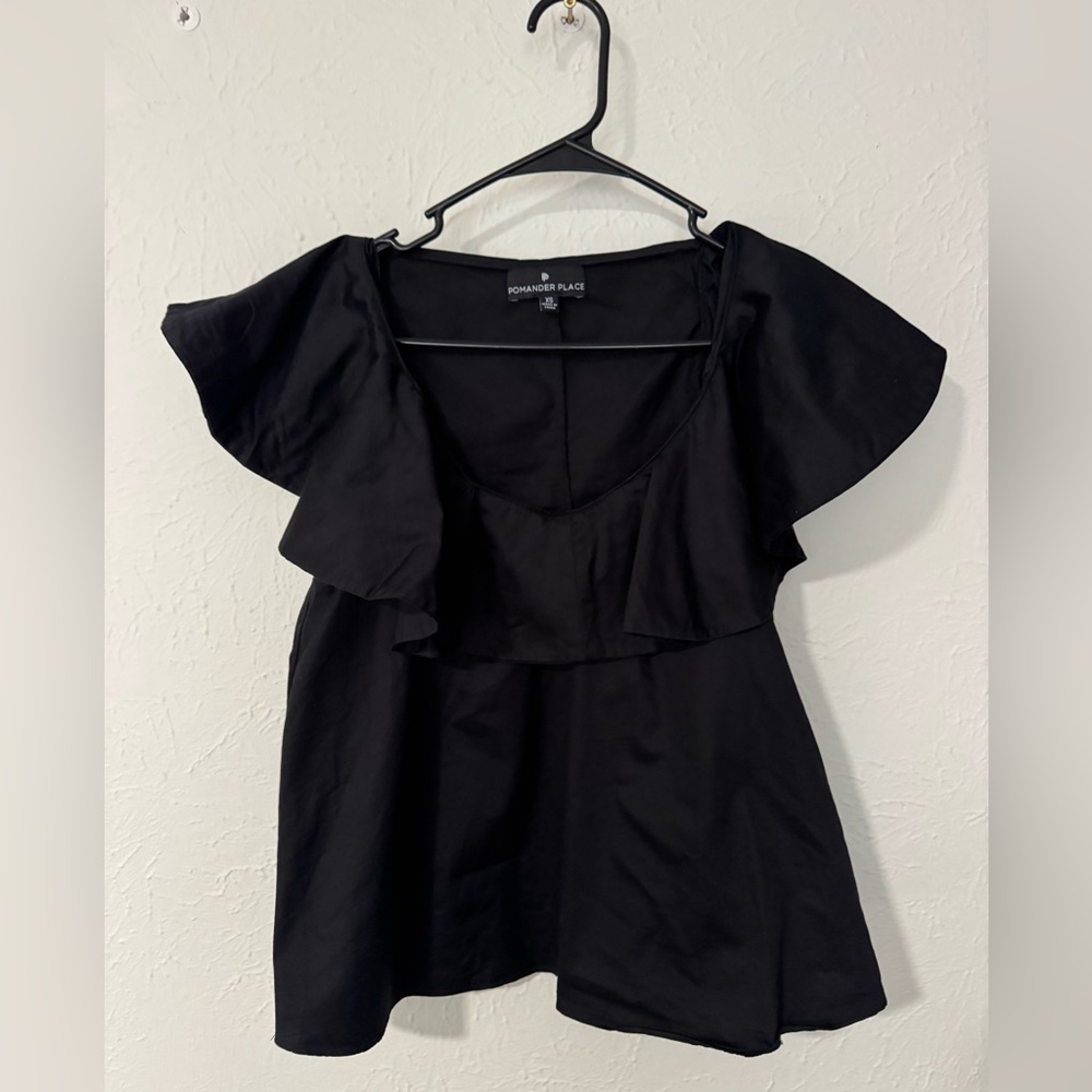 Tuckernuck Pomander Place Flutter Sleeve Neck Black Size XS